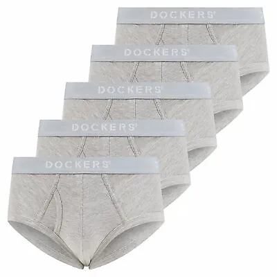 Dockers Mens Gray Underwear Bikini Briefs 100% Cotton Tag Free - 5 Pack - MEDIUM • $21.66