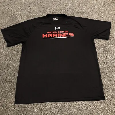 Under Armour Marines Shirt Adult 2XL XXL Black Red USMC Activewear Mens • $34.88