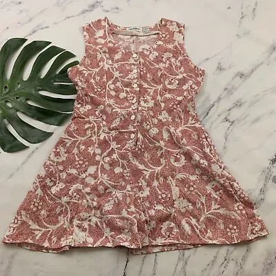 Lauren Brooke Womens Vintage Romper Size L Red White Floral Button Up Sleeveless • $26.99