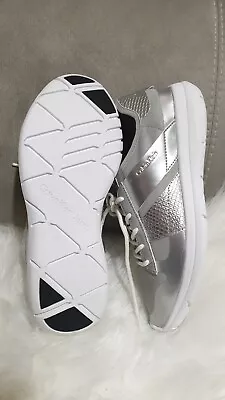 Calvin Klein Shoes CK Metallic Lightweight Silver Trainers UK5 EU38 New Sneaker • £37.90