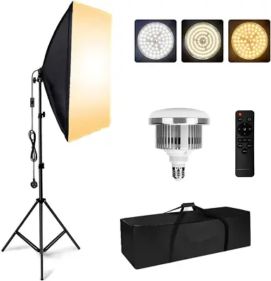 Dimmable LED Softbox Lighting Kit Bi-Color Dimmable 85W Soft Box Studio Output  • £49.99