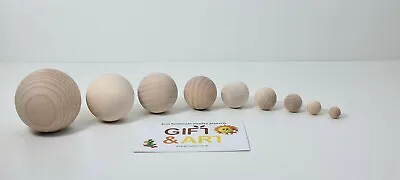 Plain Natural Wooden Craft Balls Beads WITH NO HOLE SIZE 6mm - 55mm. DIY • £16.49