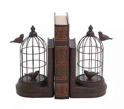 6  Bird Metal Bookends With Cages (Set Of 2) • $27.17