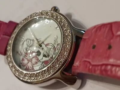 ED HARDY Womens Pink Leather Watch Rhinestones • $25