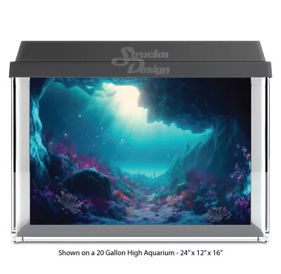 $96.50 • Buy Underwater Rocky Cave Polyester Fish Tank Glass Backdrop Aquarium Background