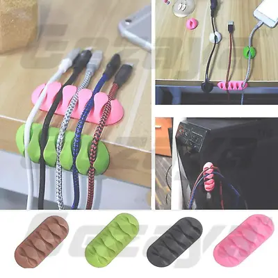 Multifunctional 5 Hole Wire Holder Clip Desk Organizer Cable Clamps  Kabelhalter • £3.15