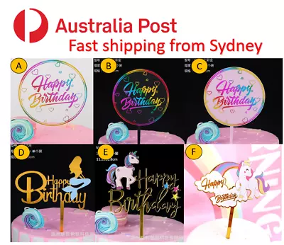 $4.99 • Buy  Unicorn Birthday Cake Topper Happy Birthday Acrylic Party Decoration AU Stock