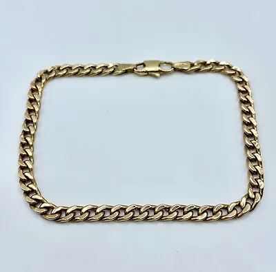 9ct Yellow Gold Curb Bracelet 4.68 Grams 8 Inches • £184.99