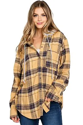 $27.99 • Buy Love Tree Women's Oversize Plaid Hooded Flannel Shirt