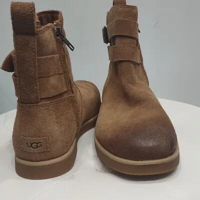 🍁UGG Suede Leather Zip Buckle Boots New Tan Beige Josefene Womens New 7 Cognac • $55