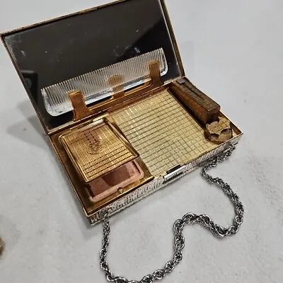 Vintage Evans Elegance Wristlet Compact Vanity Kit Cigarette Lipstick Case 1950s • $82
