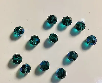 12Pc Swarovski Crystal Emerald AB 7mm Faceted Round 5000 Beads; Vintage! Green • $7.50