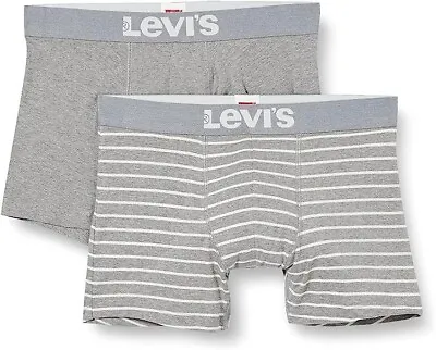 Levi's Men's Boxer Shorts Vintage Stripe YD 2-Pack Middle Grey Melange. XL • £19.35
