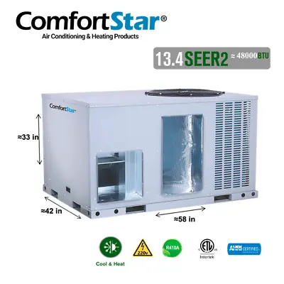 4 Ton  Air Conditioners Packaged Unit 13.4 SEER2 48000 BTU Cooling Heat Pum 220V • $3316