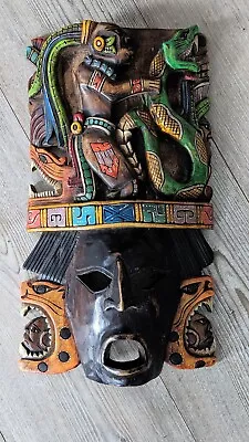 £59.99 • Buy Mexican- Mayan Hand Carved Wooden Mask Auenthic Antique Quetzalcoatal Painted 