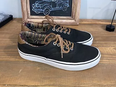 VANS Mens Era 59 Canvas & Leather Skate Shoes Black/Brown Size Men’s 7 Women 8.5 • $19.99