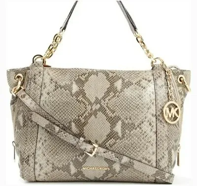 Michael Kors Stanthorpe Gray Python Leather Large Crossbody Satchel Handbag $548 • $219.99