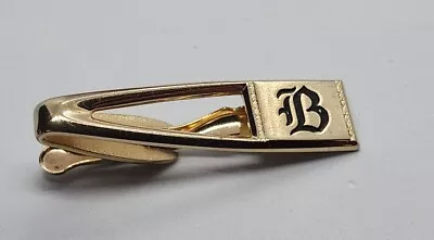 Vintage Hickok USA TIE BAR CLIP CLASP STAY Gold Tone  B  Initial / Letter • $9.99