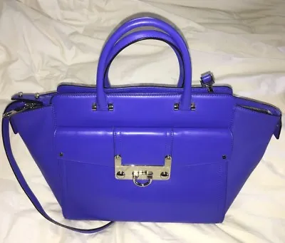 MILLY Blue Leather Large BRYANT Convertible Tote Bag Purse-NEW No Tag • $225
