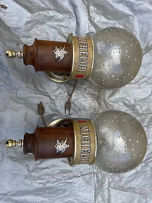 Vintage MICHELOB Beer Wall Lighted Sconce Globe Pair • $45