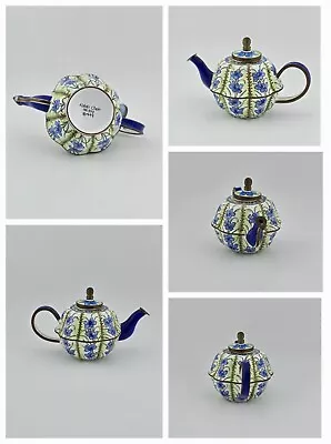 KELVIN CHEN Enamel Miniature Vintage Copper Teapot Floral Design • $16