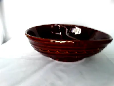 Marcrest Pottery Brown Daisy Dot W/ Wavy Lines 10  Oval Divided Bowl VGUC • $10.17