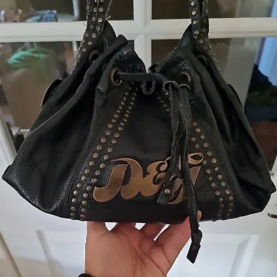 Vintage Genuine D&G Studded Crossbody Bag Black Leather Boho Festival Vibes • £85