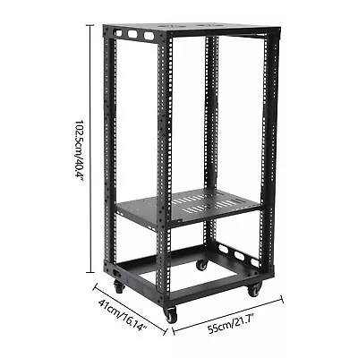 18U 4 Post Open Frame Network Server Rack Holder On Caters Adjustable 0-31.5  • $147