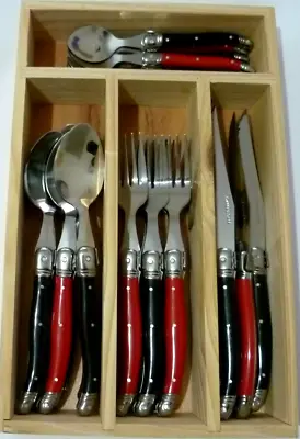 Laguiole Bee Design 24 Piece Cutlery Set  Red & Black In A Wooden Box • £48.75