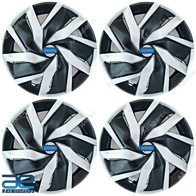 4 Pcs New Wheel Hubcaps Cover Plastic Black Silver 12-15  For Cars Universal GEc • $171.34