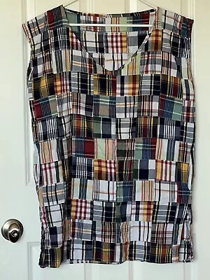 Handmade Women 2X Or One Size Cotton Madras Patchwork Plaid Cotton Tunic Top • $35