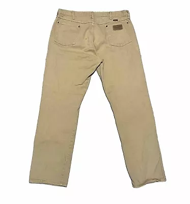 VTG Wrangler Men’s Western Jeans Cowboy Made In USA 13MWZTN Khaki Tan 38x32.5 • $15.99