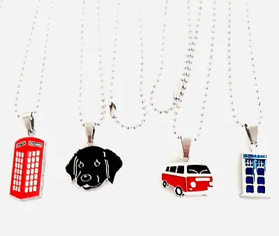 Necklace Stainless Ball Chain Red Phone Box Tardis Lab Dog Vw Camper Van-gift • £3.99