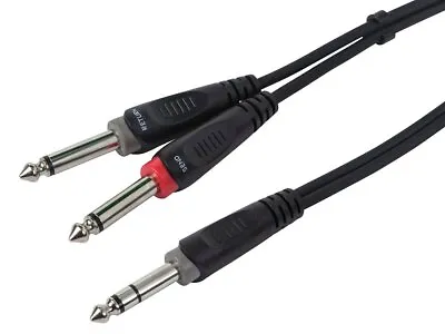 1/4inch TRS Male To Dual 1/4inch TS Male Insert Cable Cord - 1 Meter 3ft - Black • $7.98