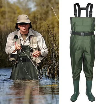 Fly Fishing Hunting Chest Waders Waterproof Stocking Foot Wader Pants With Boots • $32.90