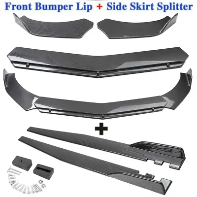 $99.39 • Buy For Chevrolet Camaro SS Front Bumper Splitter Spoiler Body Kit Carbon Fiber+Side