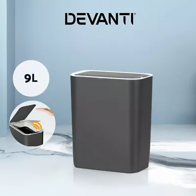 Devanti 9L Motion Sensor Bin Rubbish Automatic Trash Can Kitchen Ash Black • $29.95