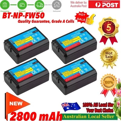 $47.80 • Buy 4x NP-FW50 2.8Ah FW50 Battery For Sony Alpha A3000 A3500 A6000 A6300 A6400 A6500