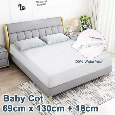 Fully Fitted Mattress Protector Waterproof Terry Cotton Bed Soft Cover DB/QB/KB • $18.04