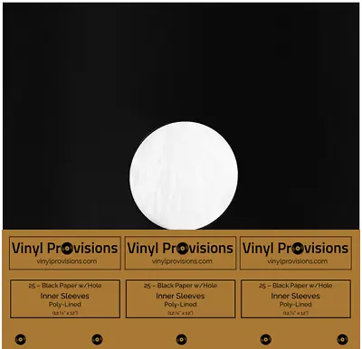 Poly-Lined Inner Record Sleeves (Black Paper) For 12  (33 RPM) LP  Records 25ct • $24.99