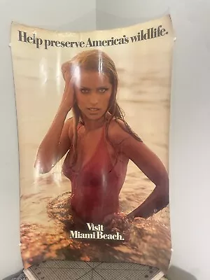 C.1980s Miami Beach Poster Bikini Pinup Vintage Original 2x LOT Pinup Tourism • $59.99