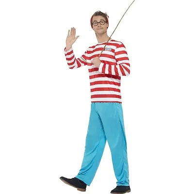 SALE Where's Wally Men's Adult Fancy Dress Costume Hat & Glasses Book Day • £35.95