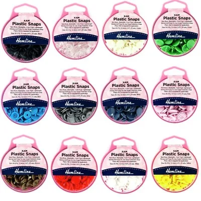Hemline KAM Snaps 25 X 12.4mm Plastic Poppers Snap Fasteners Buttons • £16.95