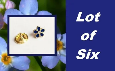 LOT Of 6 NEW Masonic Forget Me Not Flower W/ Gem Stone  Freemason Lapel Pin • $19.89
