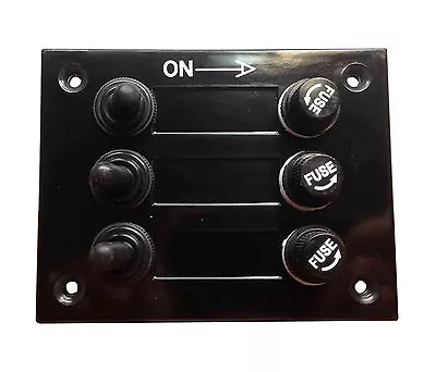 Pactrade Marine Boat 3 Gang Bakelite Plate Switch Panel W/ 5A Fuses • $21.99