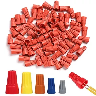 100x Wire Connector Round Screw Cap End Cover Red Blue AC/DC 6/8/10/12/14/16 AWG • $7.95