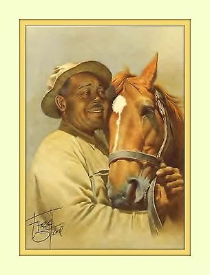 Man O War Bill Harbut Groom  By  Fred Stone 11x14 Double Matted 8x10 Art Print • $45