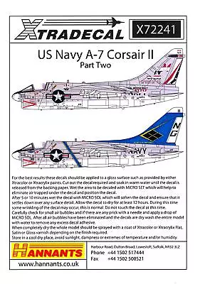 Xtra Decals 1/72 LING-TEMCO-VOUGHT A-7 CORSAIR II Attack Plane Part 2 • $13.50