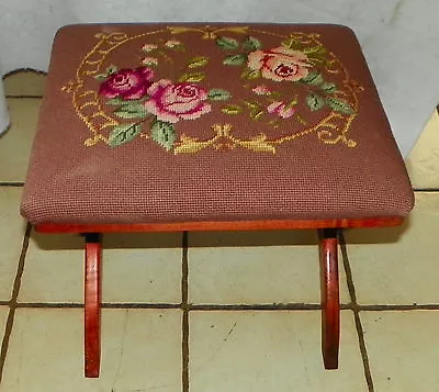 Cherry Needlepoint Footstool / Stool  (FS59) • $179.10