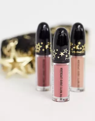 MAC-Lucky Star Retro Matte Lip~NEUTRAL X 3~Liquid Lip +Sequin Bag LE GLOBAL! • $102.70